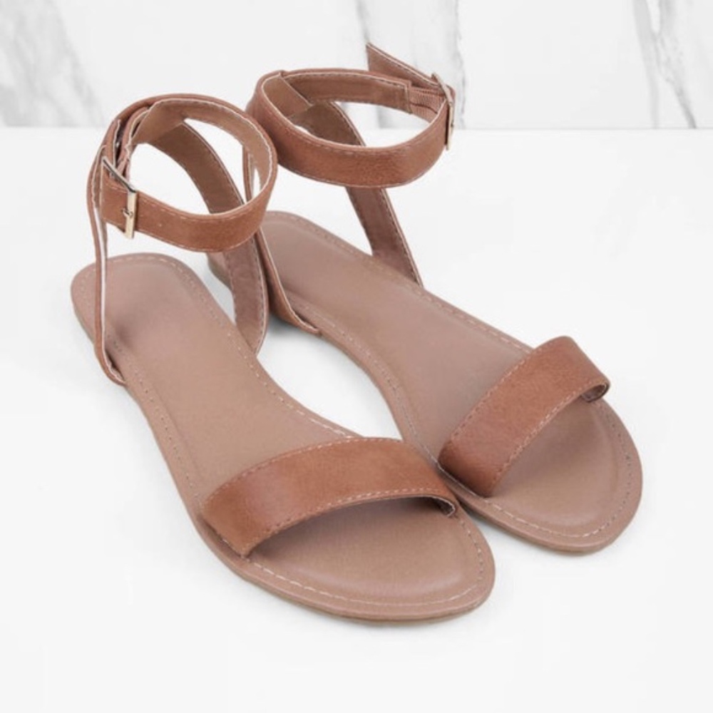 Tobi Mocha Ankle Strap Sandals